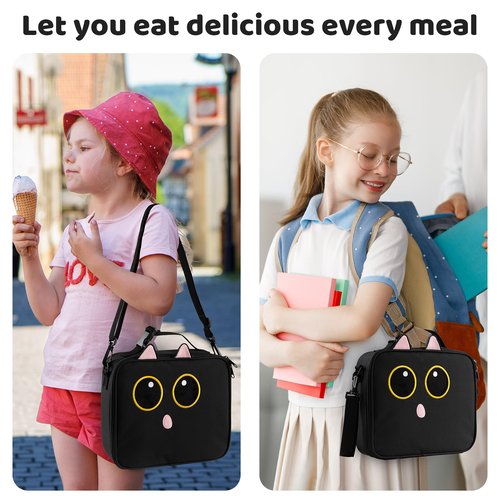 Easozoom Insulated Lunch Bag lonchera for Teen Girl Boy Kid Bento Box Reusable Large Capacity Portable Waterproof Leakproof with Name Tag to School Office Picnic Travel (1PCS Lunch Bag) (Black)