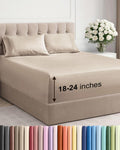 Skiennix Extra Deep Twin Sheet Set - 4 Piece Breathable Cooling Sheets - Luxury Hotel Quality - Soft Wrinkle-Free Wheat