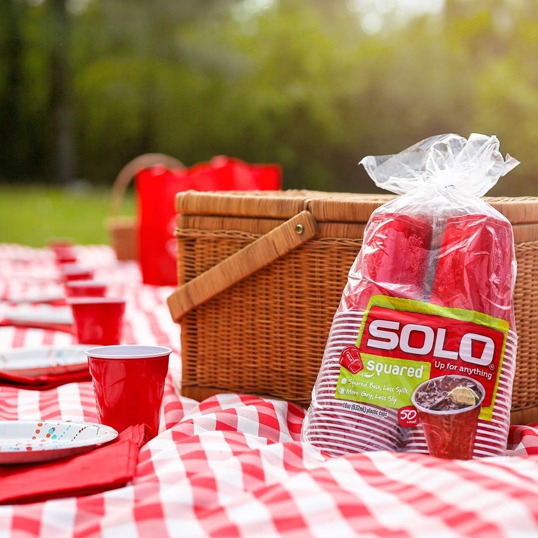 SOLO Cup Company Red Squared Plastic Party Cups - 18 Ounce, 200 Count | Perfect for Events & Gatherings