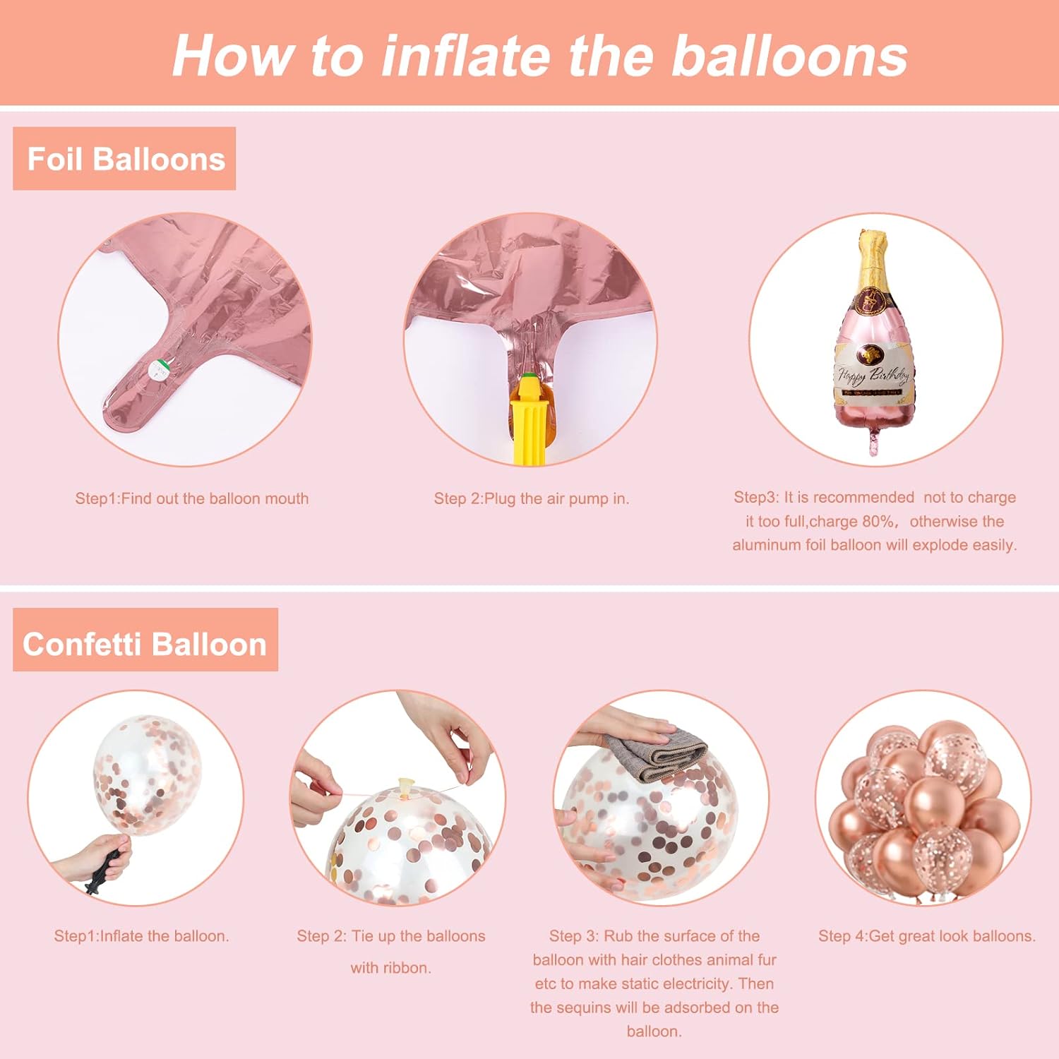 RUBFAC 21st Birthday Decorations - Elegant Rose Gold Sweet 21 Party Kit with Banner & Balloons
