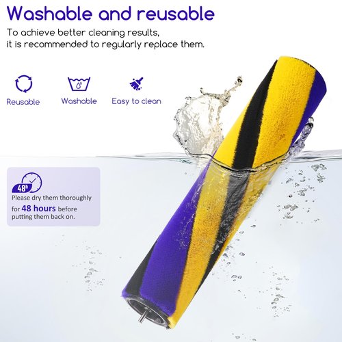 Soft Roller Brush Bar and Roller Wheels Sets Compatible with Dyson V15 V12 Slim V10 Slim V8 Slim Handheld Vacuum Cleaners, Replacement Part No.971634-01
