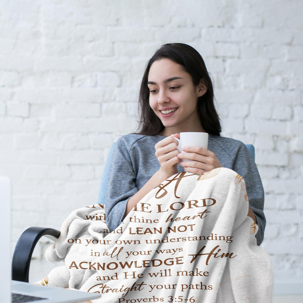 BDASWLY Christian Gifts for Women Blanket 60"x50" - Religious Gifts for Women- Inspirational Religious Birthday Gift - Baptism Confirmation Gift’s for Girls - Catholic Spiritual Gift for Woman