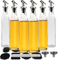 YULEER Olive Oil Bottle Dispenser, 6 Pack 17oz / 500ml Glass Oil and Vinegar Dispenser Bottles for Kitchen with Airtight Nozzle Plug & Pouring Spouts