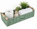 Skiennix Small Bathroom Storage Baskets - Woven Paper Rope Organizers in Sage Green | Perfect for Home Decor & Gifts