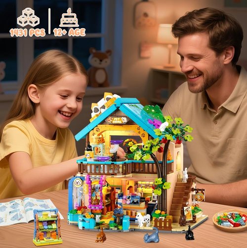 INSOON City Pet Shop Building Set - Cozy Construction Toy with Lights | Miniature Animal Store for Ages 8+