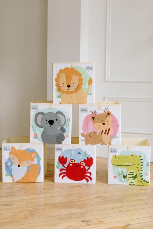 Queebi Fox Storage Cube- Organizer for Nursery, Playroom, Bedroom, Closet. Foldable Box 13x13x13 inches. Children's Toy Box, Diaper Caddy, Clothing Basket, Book Bin, Baby Essentials & Kids Gift