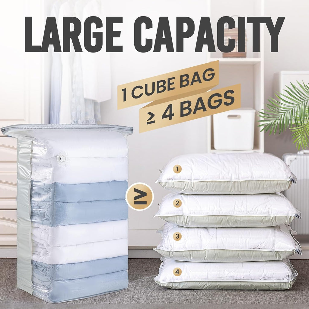 TAILI Jumbo Vacuum Storage Bags - 6 Pack Extra Large Seal Bags for Clothing & Bedding | 31x40x15 Inch, Cream