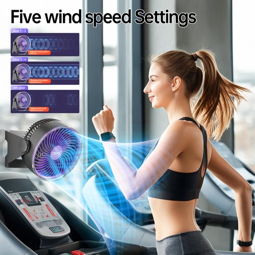 CIBAIL Brushless Motor Desk Fan, 7-Inch Quiet Turbo Table Fan with 5 Speeds, 90° Adjustable Tilt, USB Rechargeable Personal Portable Air Circulator for Home, Office, Bedroom, Kitchen, Outdoor