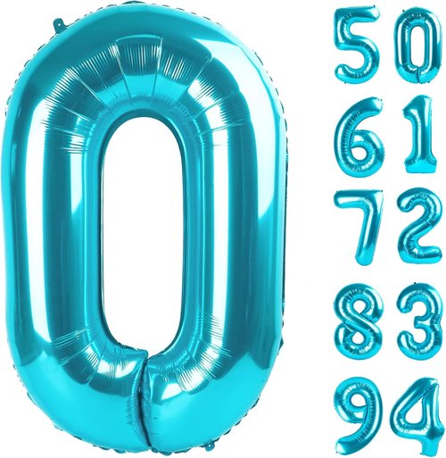 Blue Number Balloon 0 - 40 Inch Birthday Decoration | Perfect for Celebrations & Parties