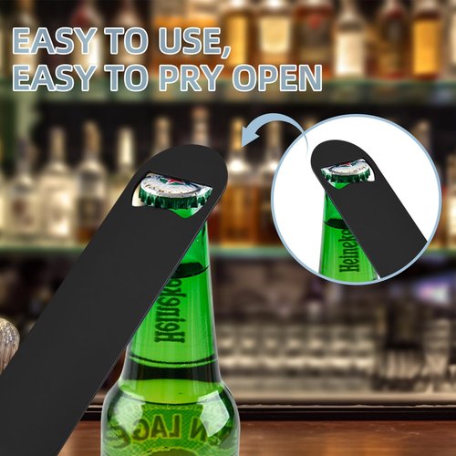 Yugada 100 Pack Flat Beer Bottle Opener 7 inch Stainless Steel Flat Bottle Opener Beer Bottle Openers for Bartender Kitchen Bar Restaurant (Black)