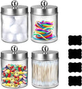 Qtip Holder Set by [Brand Name] - Clear Plastic Apothecary Jars with Lids for Bathroom Organization | 4 Pack