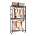 VEVOR Rolling Clothes Rack, Heavy Duty Clothing Garment Rack, 3 Adjustable Tiers Clothing Racks with Carbon Steel, 450 lbs Load Capacity Closet Wardrobe for Bedroom, Clothing Store, Hallway