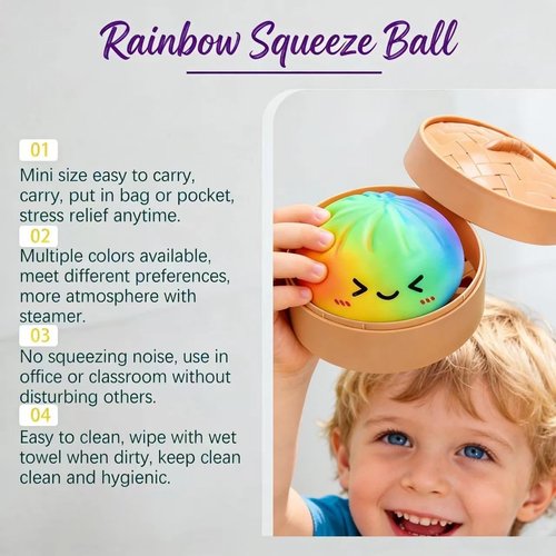 Glitter Dumpling | Colorful Squishy Stress Balls Fidget Toy - Sensory Desk Toy for Stress Relief (2-Pack)
