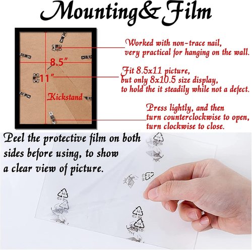 Black Picture Frame by [Brand Name] - 8.5x11 High-Transparency Display for Photos & Certificates