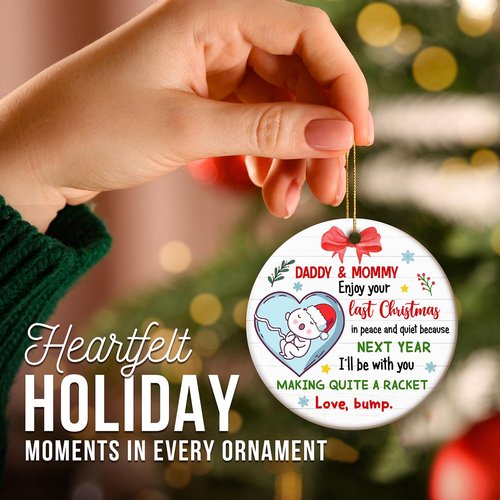 ZAGKOO New Parents Christmas Ornament 2025 - First Time Dad, Mom Gifts, Expecting Baby, Pregnancy Announcement, Bumps First Christmas - Merry Xmas Mommy and Daddy - Pregnant Ornament Decoration 2025