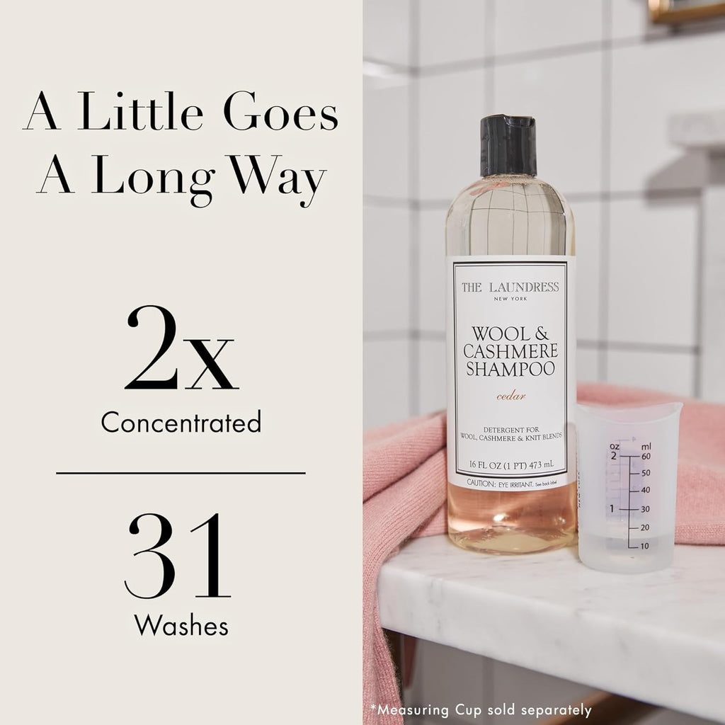 The Laundress Wool & Cashmere Shampoo - Concentrated Liquid Detergent for Delicate Fabrics | 31 Loads, Cedar Scent