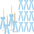 Meseey Baby Blue Candlestick Holders - 12 Pcs Decorative Velvet Bows | 5x13.5 Inch for Events & Centerpieces