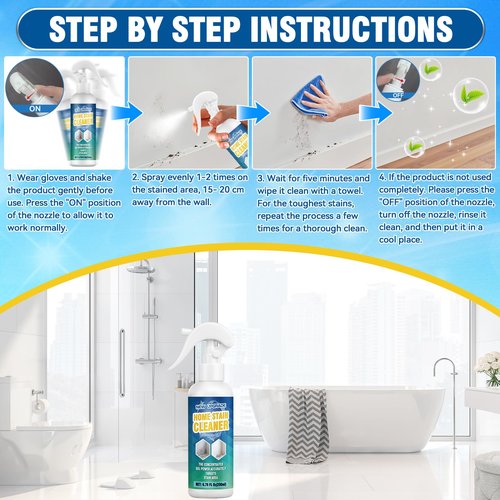Kallteren Powerful Mold Stain Cleaner, Multi-Surface Cleaning Spray for Walls, Tiles, Grout, Ceilings, Decks, Sinks, Brick and Washing Machines, Household Interior and Exterior Stain Remover