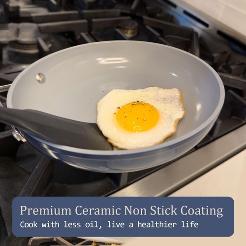 CookinCraze Stock Pot 4.5qt Dutch Oven Pot with Lid (9.5"x 4") Nonstick Ceramic Coated Cooking Pot Even Heat Distribution for Braising, Baking Bread & Soups, Compatible for All Cooktops, Cream