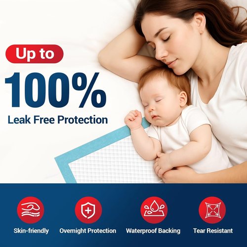 BIGGMED Tear-Resistant Disposable Bed Pads - 30" x 36" | 100 Count Absorbent Underpads for Adults, Kids, Pets