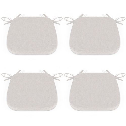 Shinnwa Kitchen Chair Cushions Set of 4, Dining Room Chairs Cushions with Ties, Indoor Seat Pads, 4 Pack, 15 x 15.5 inches, Off White