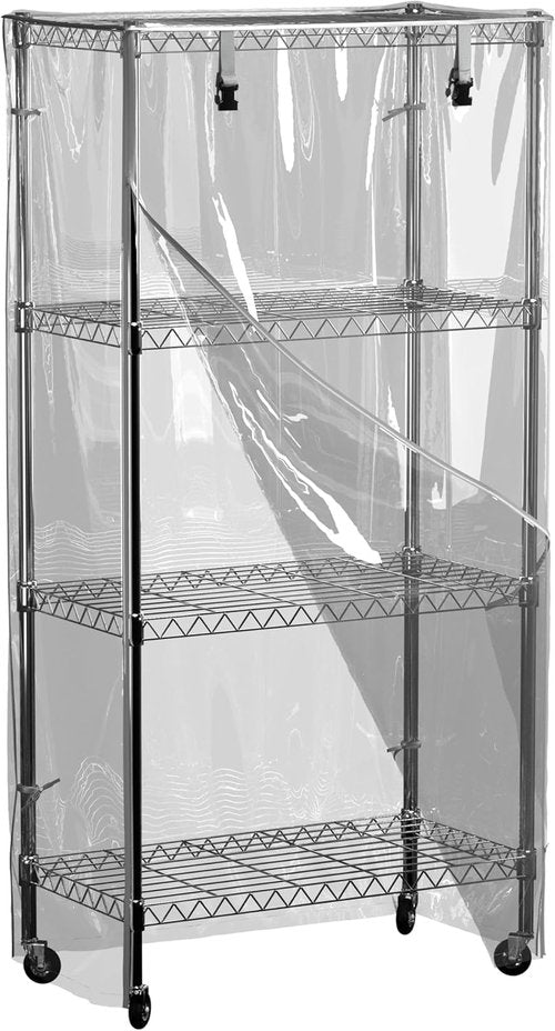 IndigoTempest9 Clear PVC Shelf Cover – Fully Visible Waterproof Wire Rack Protector with Zipper, 36" W x 18" D x 72" H, Cover Only