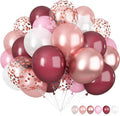 **Skiennix 60-Pack Burgundy Red & Pink Balloons - 12-Inch Latex & Metallic Confetti for Parties**