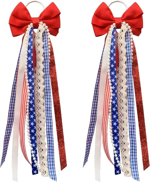 Ickasi Ribbon Bow Ribbons - Patriotic Holiday & Birthday Decor | 2 Pieces Boot Charms for Women
