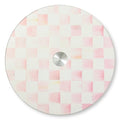 MACKENZIE-CHILDS Glass Lazy Susan, Cute Rotating Serving Board, Pink-and-White Rosy Check