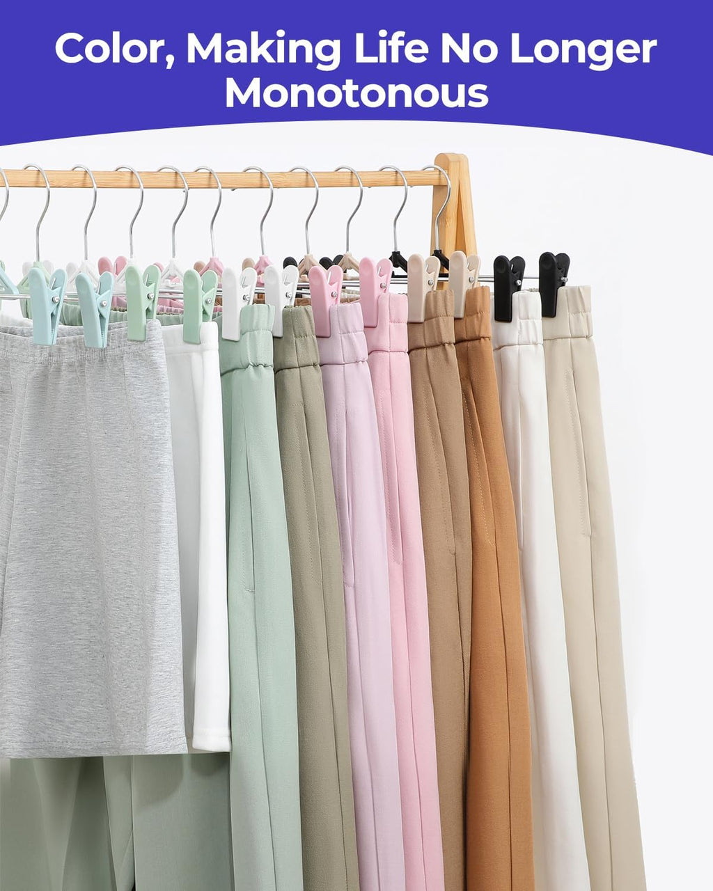Northern Brothers Pants Hangers with Clips - 30 Pack Black | Space-Saving, Non-Slip Design for Jeans, Shorts & Skirts
