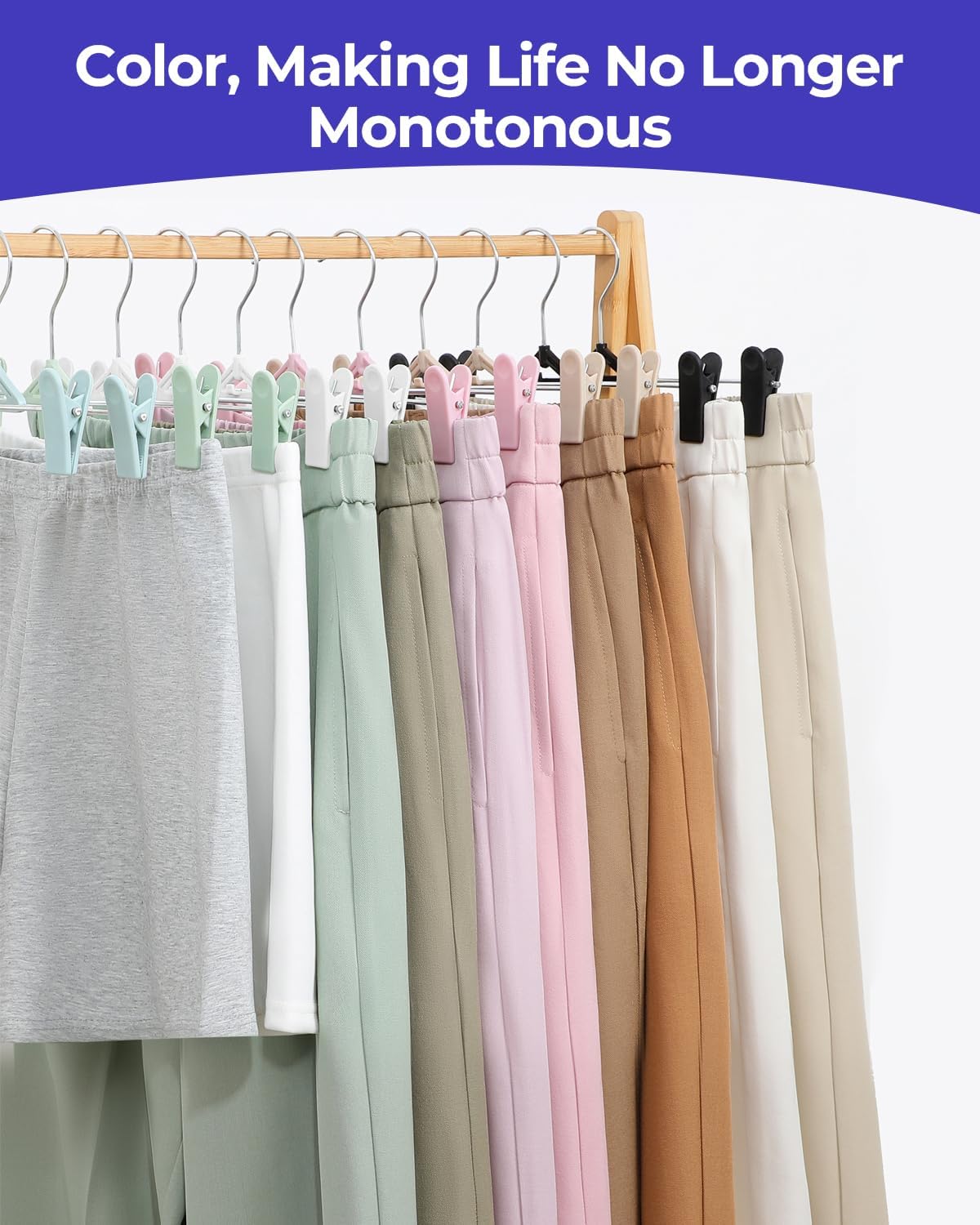 Northern Brothers Pants Hangers with Clips - 30 Pack Black | Space-Saving, Non-Slip Design for Jeans, Shorts & Skirts
