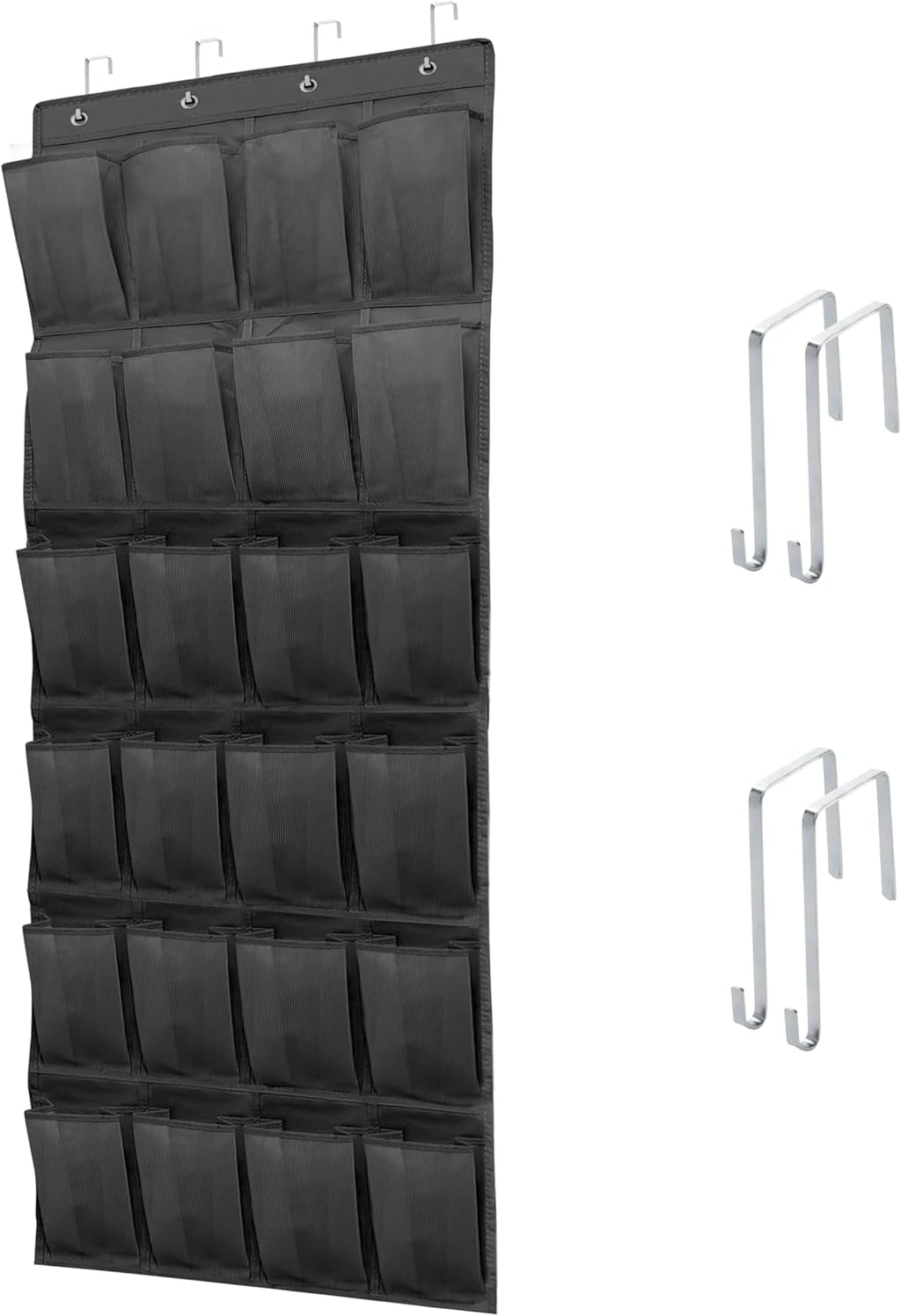 SimpleHouseware Over The Door Shoe Organizer - 24 Large Mesh Pockets for Sturdy Storage | Black