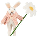 Primitives by Kathy Daisy Flower Bunny Collectible Felt Critter,5.5-inch, with Handmade Detail Knit Sweater with Pom - Tiered Tray, Shelf, or tablescape Display with Our Other Spring & Easter Decor