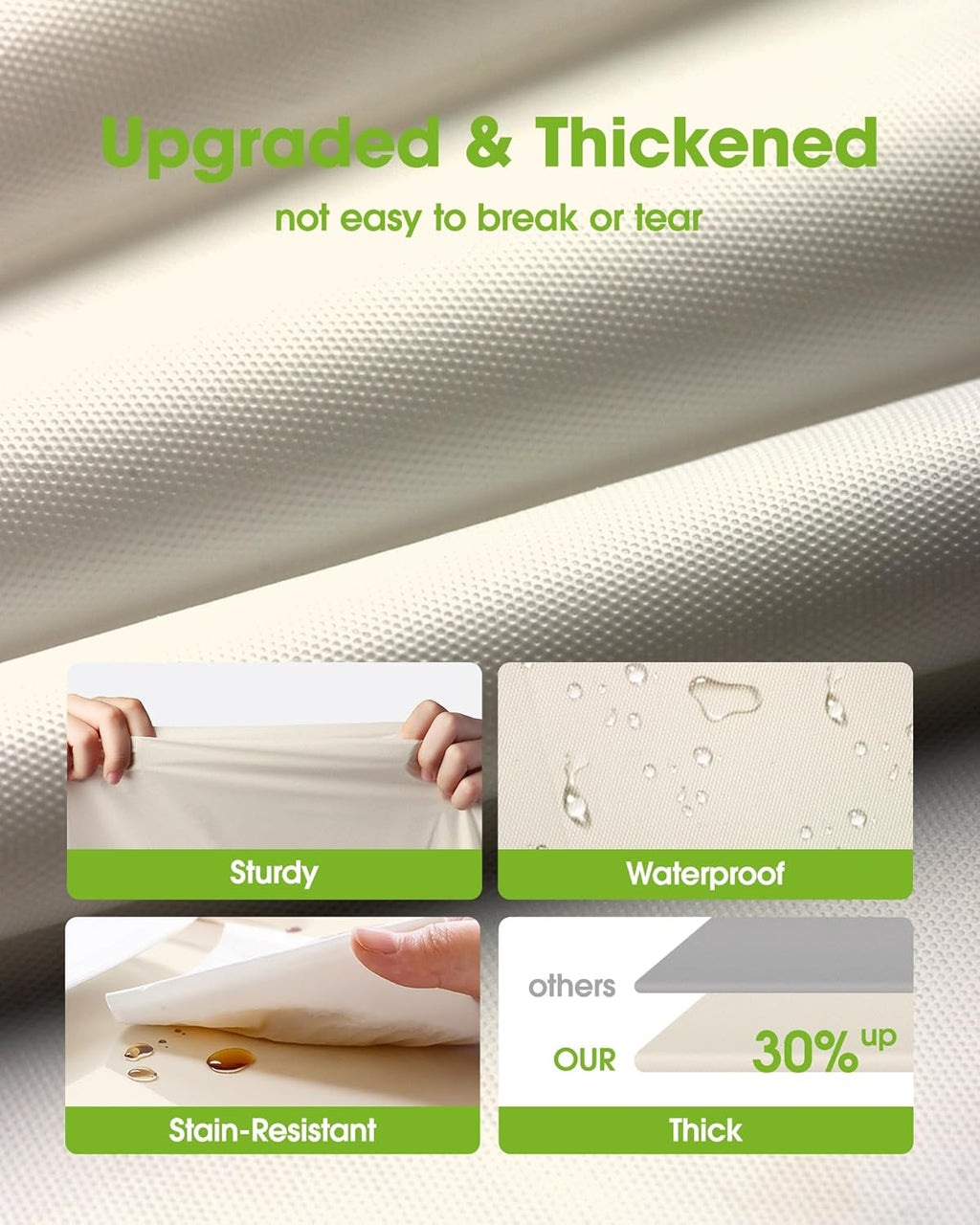 Pureegg Disposable Plastic Table Cloths - 84'' Round, Leakproof & Sturdy for Parties, Weddings, Thanksgiving | Beige & Cream