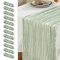 Le courant 12pcs 10Ft Cheesecloth Table Runner, Rustic Boho Gauze Cheese Cloth Runner Table Runner for Weddings Bridal Baby Shower Birthday Holiday Parties Home Decor, Sage Green