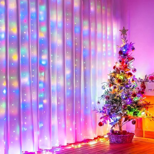 Minetom 300 LED Dimmable Curtain Lights - Remote & Timer, 8 Modes, USB Powered | Multicolor Indoor Decor