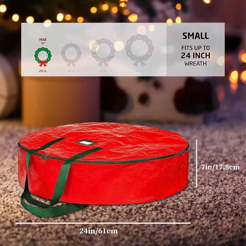 Christmas Wreath Storage Bag | 24 Inch - 2 Pack with Dual Zipper & Handles for Easy Organization