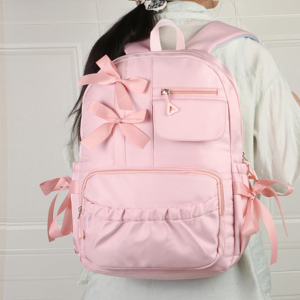 Phaoullzon Girls Backpack with Bow for School Kids Coquette Bookbag Kawaii Dance Bag
