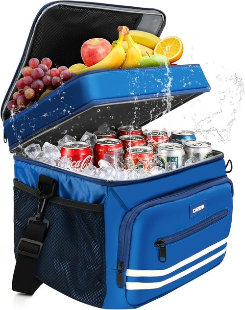 Insulated Lunch Box | Skiennix 26L X-Large Leak-Proof Cooler Bag - Adjustable Strap for Work, Picnic, Travel - 14.6"×11.5"×9.5" (Blue)