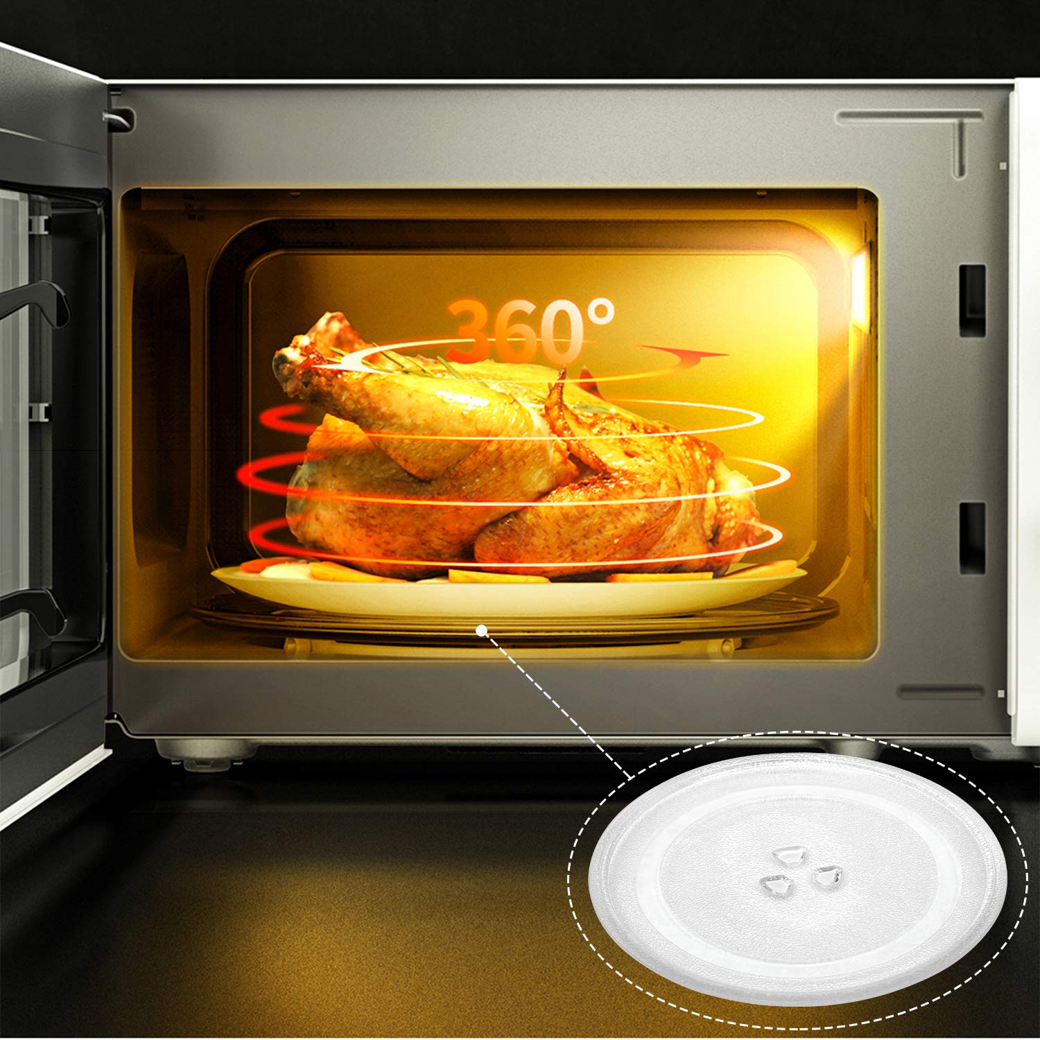 Microwave Glass Plate Replacement, 12.4"/315mm Universal Microwave Glass Turntable Round Plate Cooking Tray Replacement Accessories