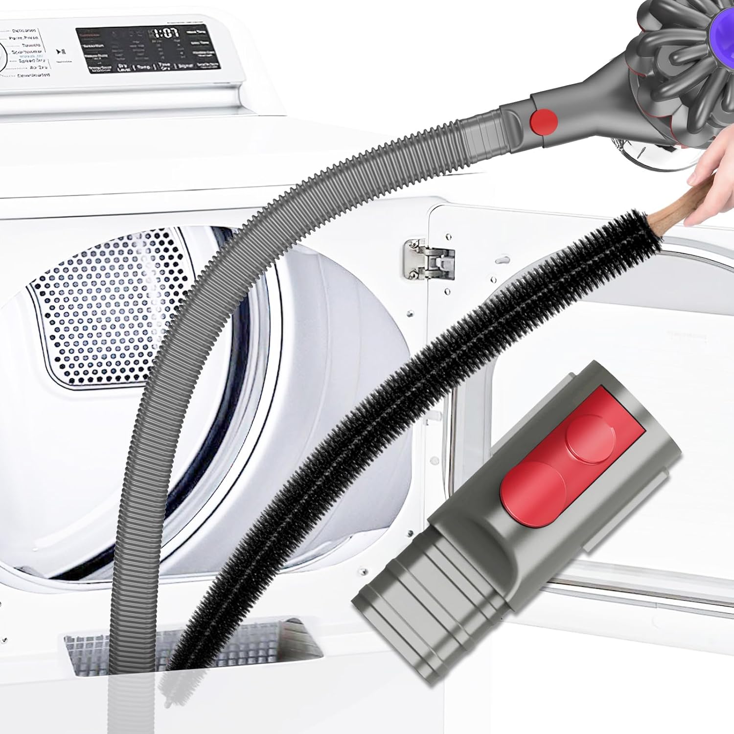 Sealegend Dryer Vent Cleaner Kit - 2-Piece Vacuum Hose Attachment for Dyson V7, V8, V10, V11, V15 | Flexible Lint Remover