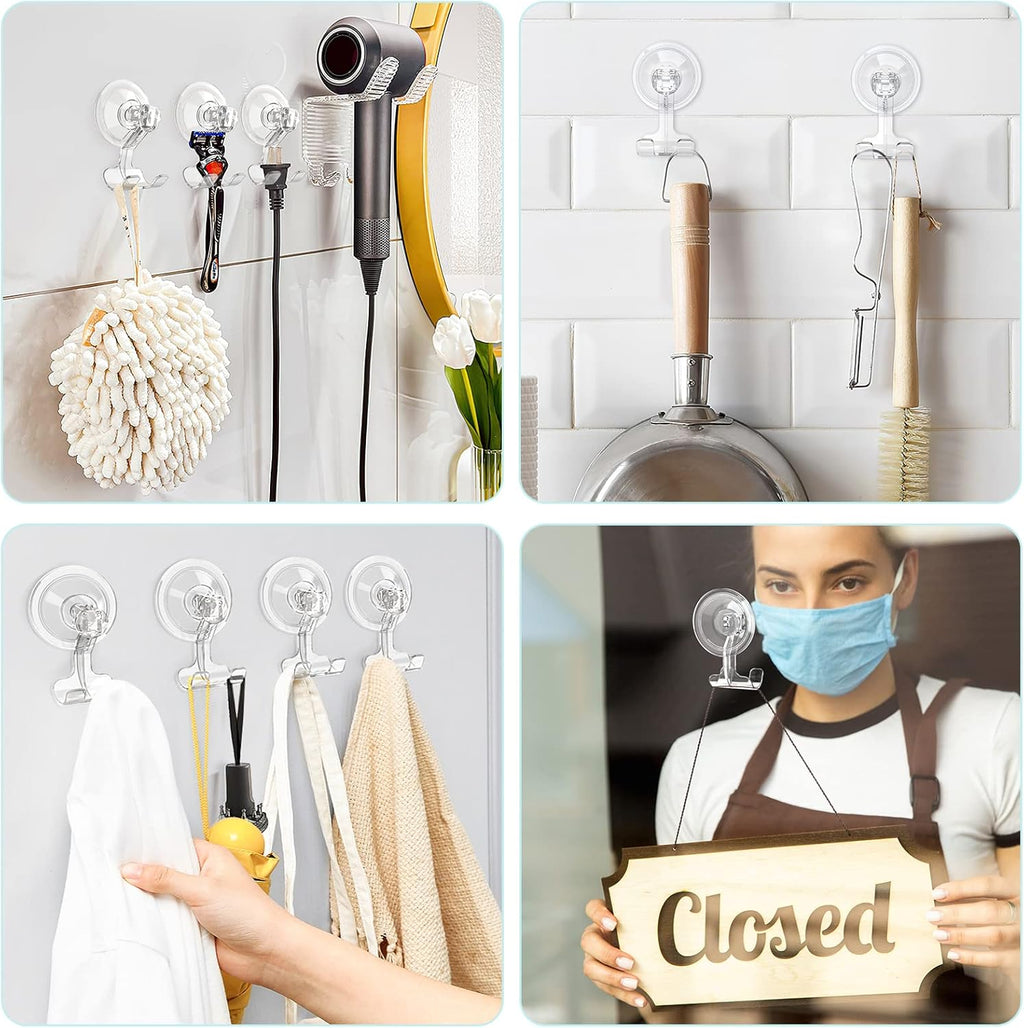 VIS'V Suction Cup Hooks - 2 Large Hooks & 2 Razor Hooks for Strong Grip | Ideal for Bathroom Use