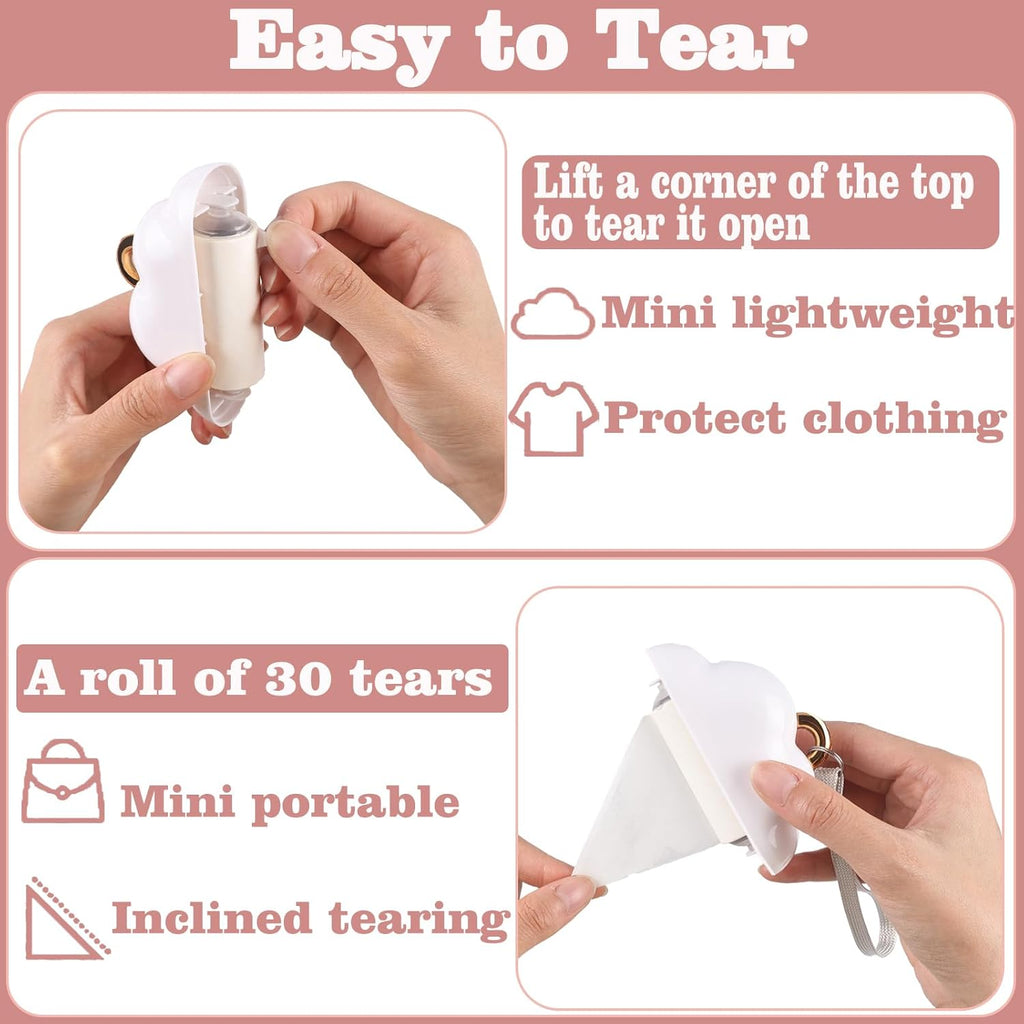 Skiennix Mini Travel Lint Roller - Reusable Pet Hair Remover with 150 Refillable Sheets | White