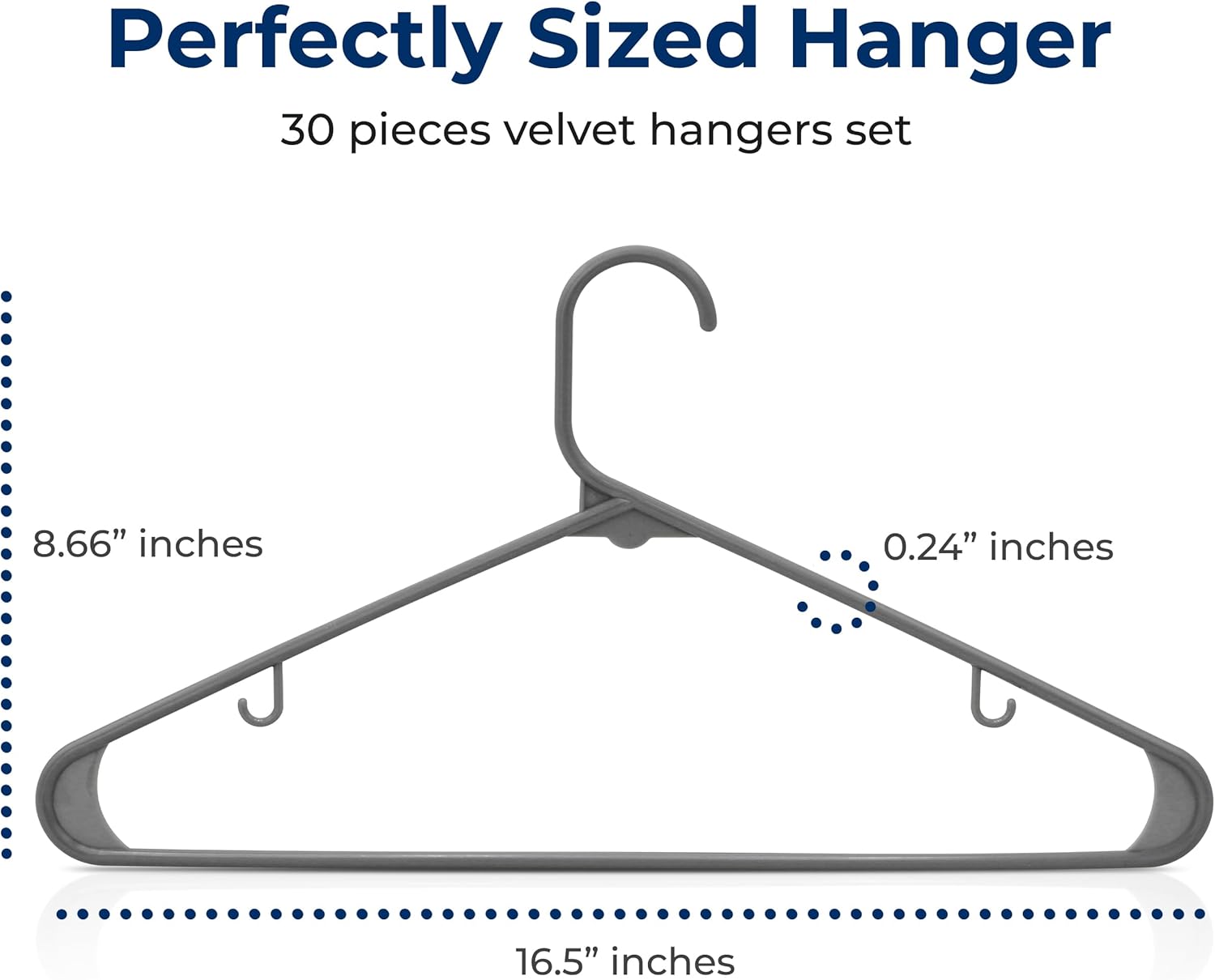 SereneLife Non-Slip Plastic Hangers - Durable Space-Saving Closet Organizers | 30 Pack for Shirts, Sweaters & Kids Clothes