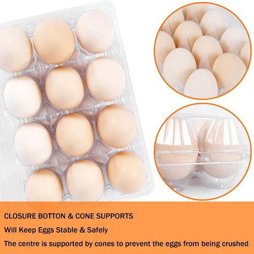ZHIGLMYD 100 Pack 12 Count Plastic Egg Cartons - Bulk Cheap Clear Reusable Egg Containers for Chicken Eggs, Dozen Egg Storage Solutions.