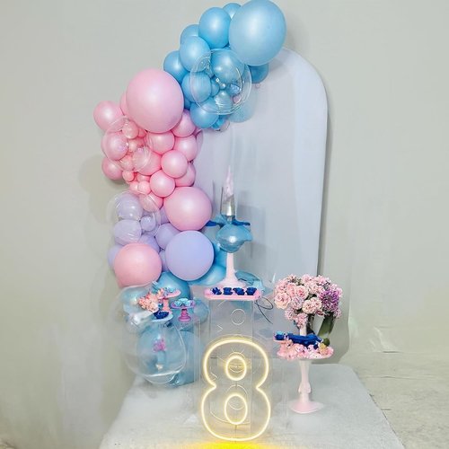 HILAVO 12-Inch Metallic Pastel Balloons - 60Pcs Iridescent Pink, Blue & Purple for Birthday Parties