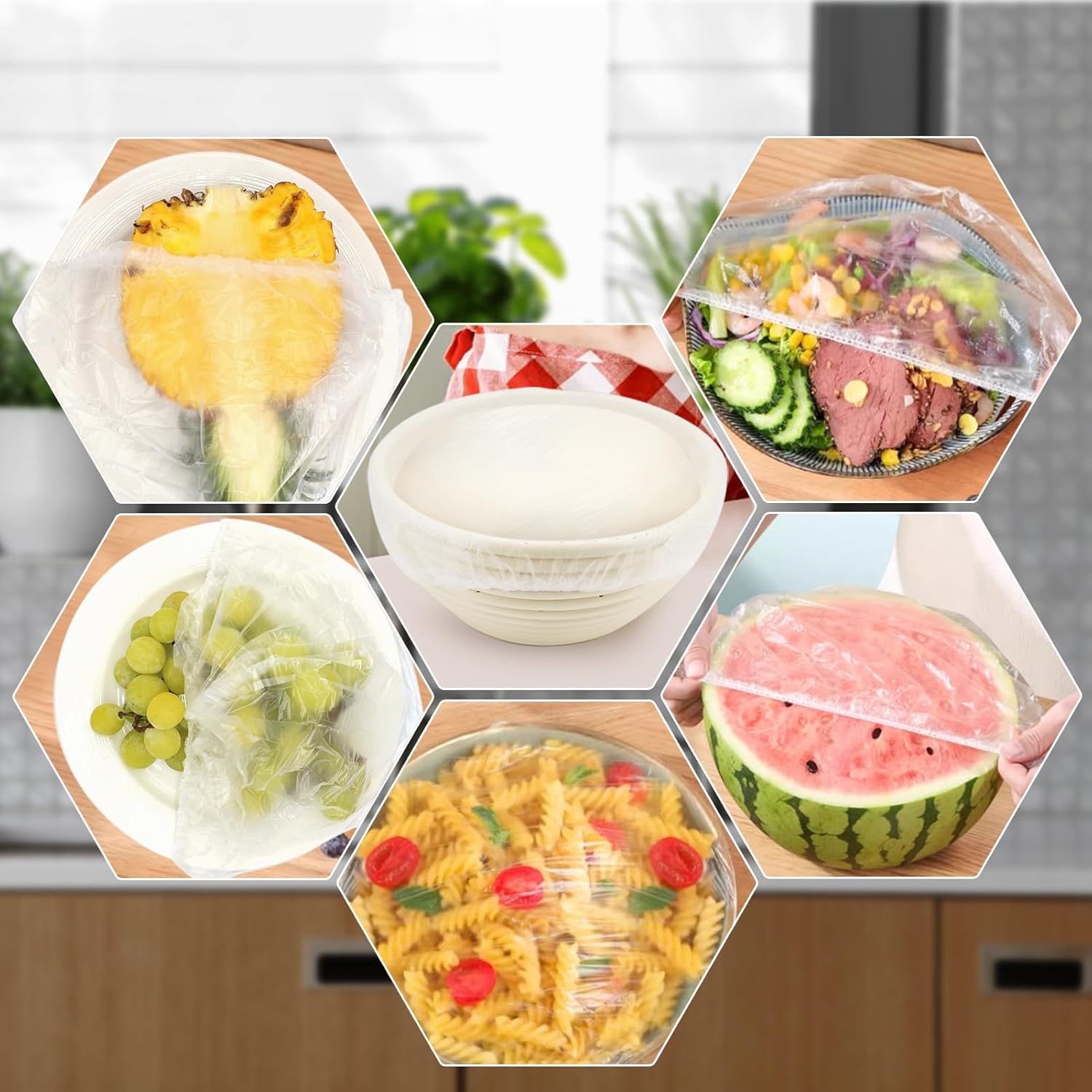 Skiennix 120pcs Shower Caps - Reusable Bowl Covers for Sourdough Bread Proofing | Elastic Plastic Design