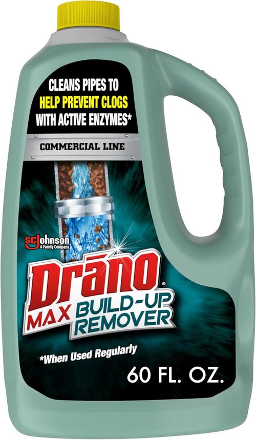 Drano Max Build-Up Remover | Enzyme Drain Cleaner Prevents Clogs & Odors | 60 oz Safe for Septic & Toilets