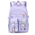 PRLINJSK Girls Backpack，Cute School Backpack for Girls Kids Teens，Kawaii Bookbag for Primary Elementary，Purple