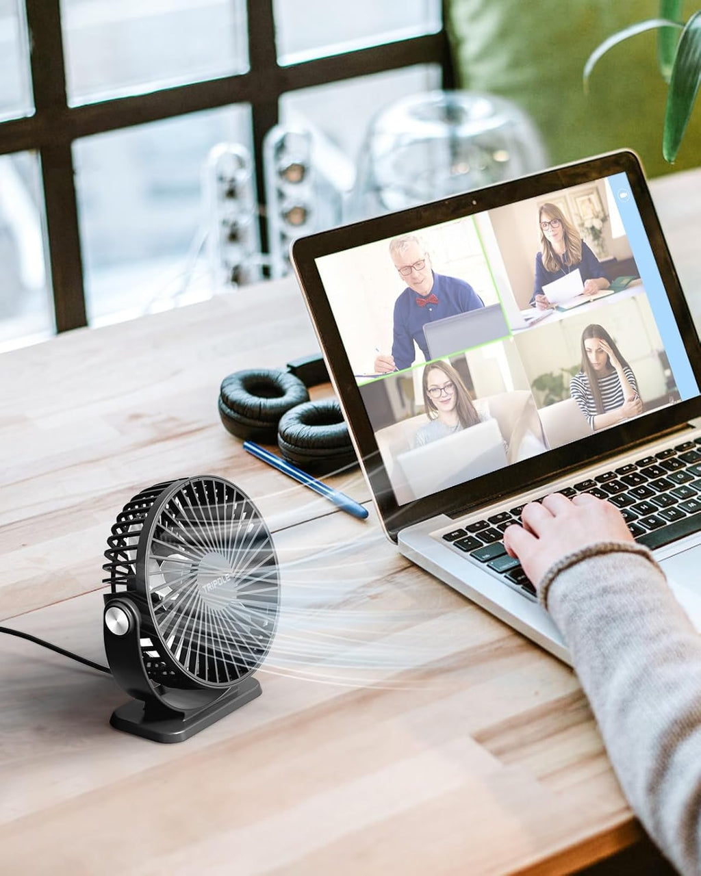 TriPole USB Powered Mini Desk Fan - 3 Speeds, 360° Rotation, Strong Airflow | 5.1 Inch Black